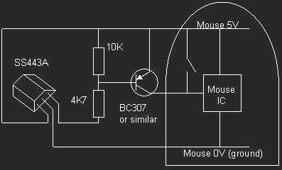 Hall sensor circuit for mouse
