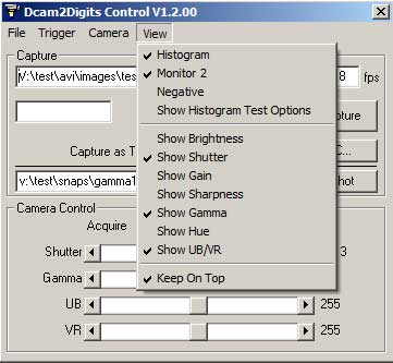 Screenshot of capture software